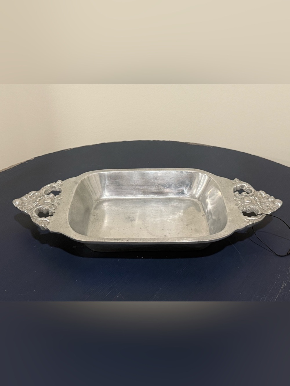 Arte Gifts Handmade Pewter Serving Tray Mexico Ornate Handles 15.5”